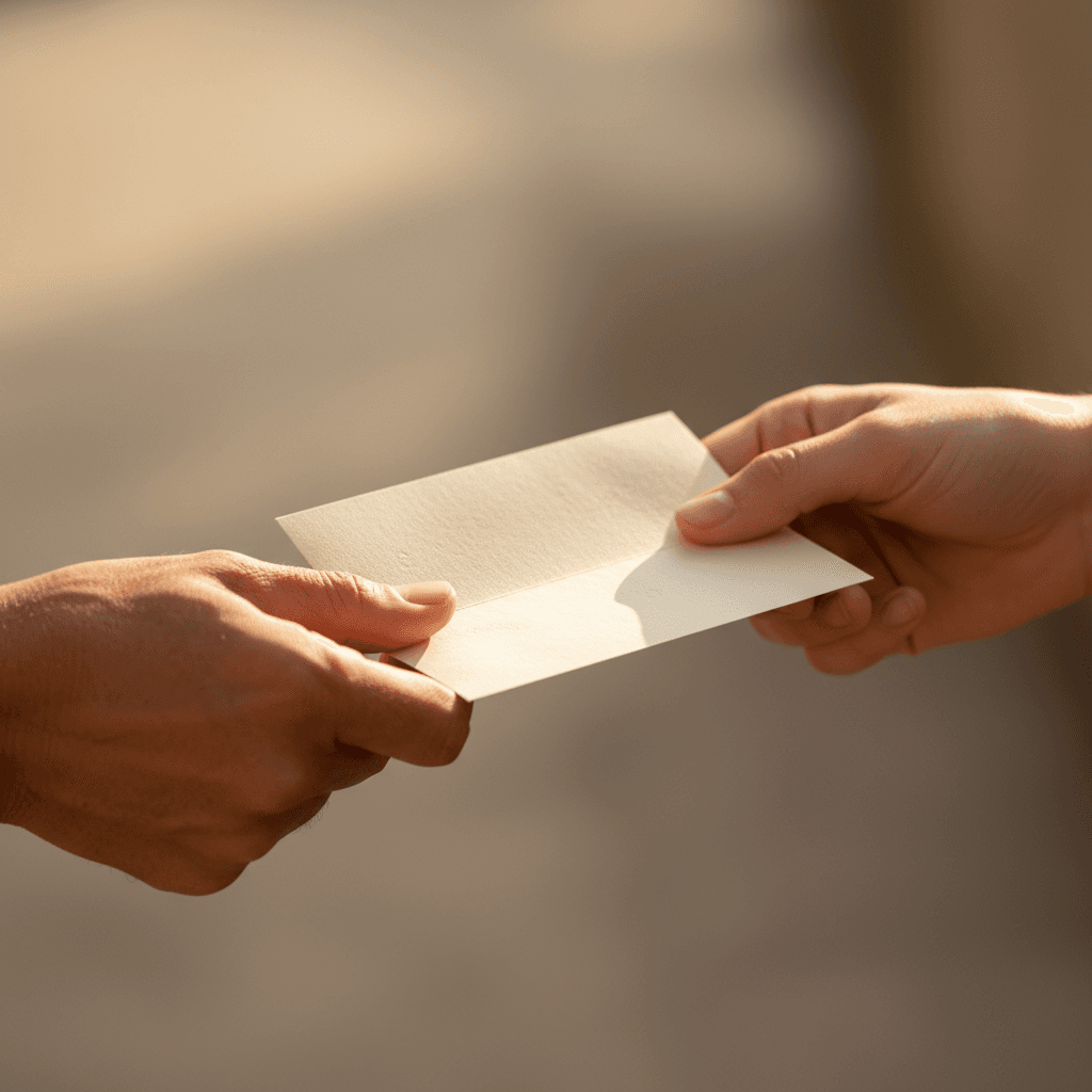 Hands placing donation into collection box