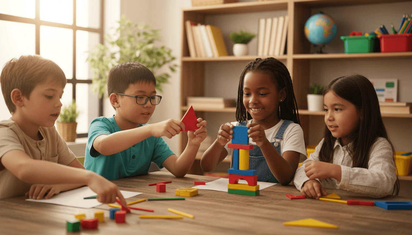 Children with disabilities learning together in classroom